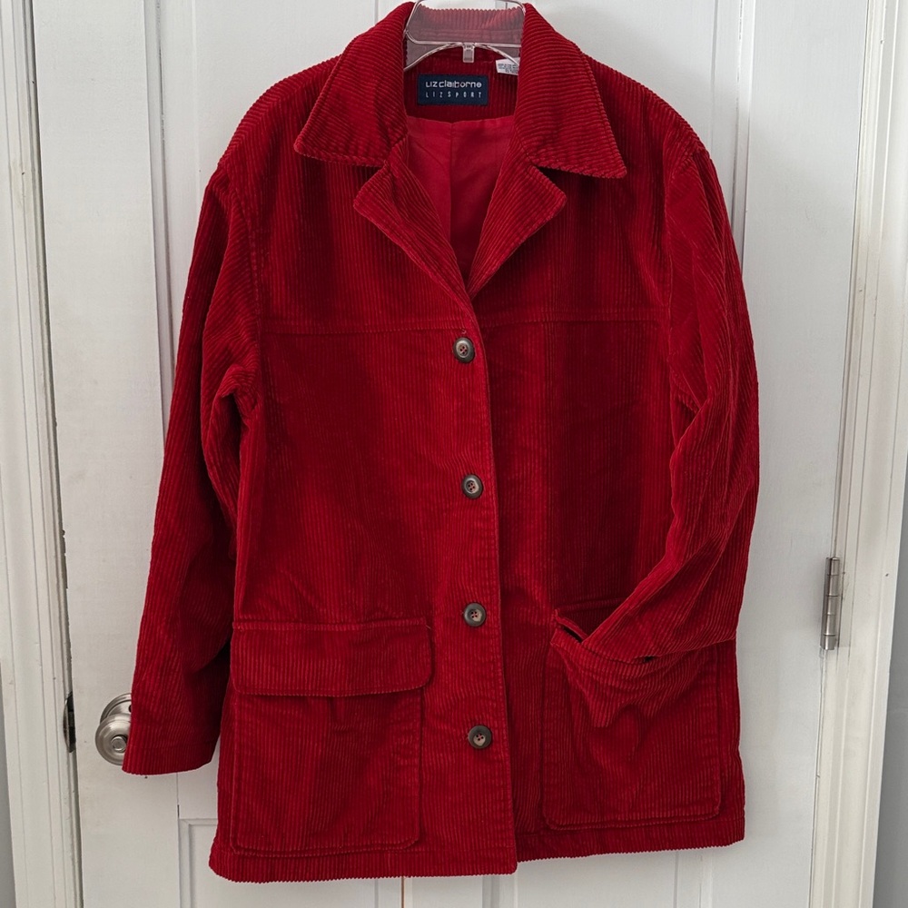 90’s Liz Claiborne Sport Red Corduroy Women's Chore Jacket